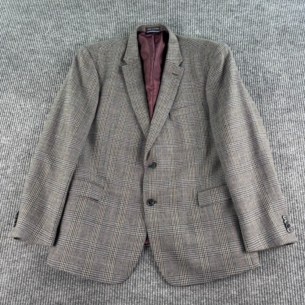 Tommy Hilfiger Sport Coat 46 R Gray Wool Plaid Designer Premium Scottish Style